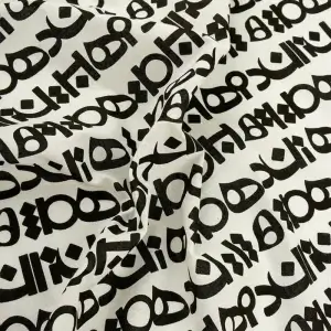 پارچه کتان نخ طرح فونت سفید